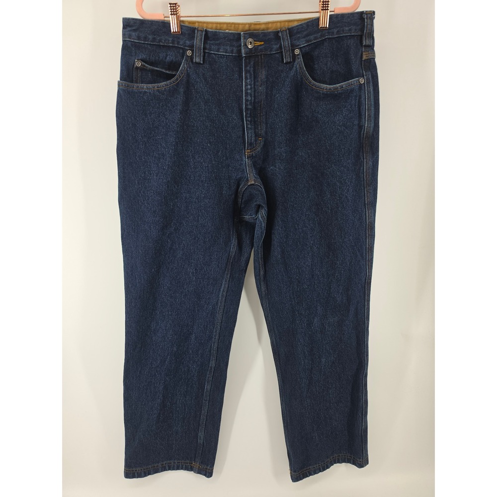 Duluth Trading Co Mens Relaxed Fit Dark Wash Indigo Denim Jeans 36x30